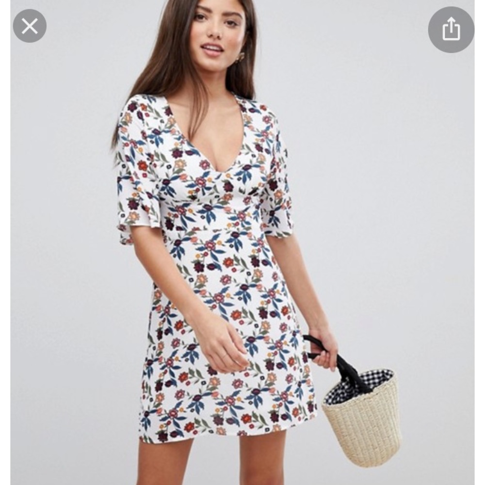 Fashion Union Mini Dress with Frill Sleeves